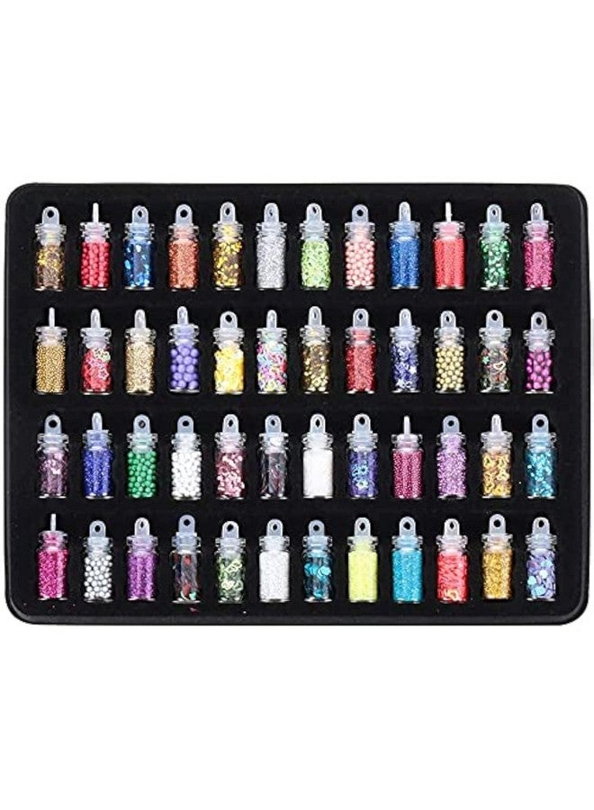 FAMEZA 48 Bottles/Box DIY Nail Resin Glitter Sequins Crystal UV Epoxy Jewelry Making Mold Filler 3D Nail Art Tips Decoration(Multicolors) - Image 1