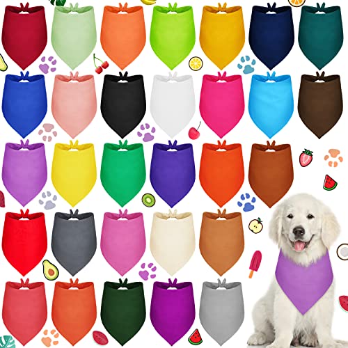 Saintrygo 30 Pcs Dog Bandanas Bulk Sublimation Plain Bandanas Bulk for Christmas Birthday Doggy Heat Transfer Triangle Scarf Washable Adjustable for Small Medium Large Pets DogsL - Image 1