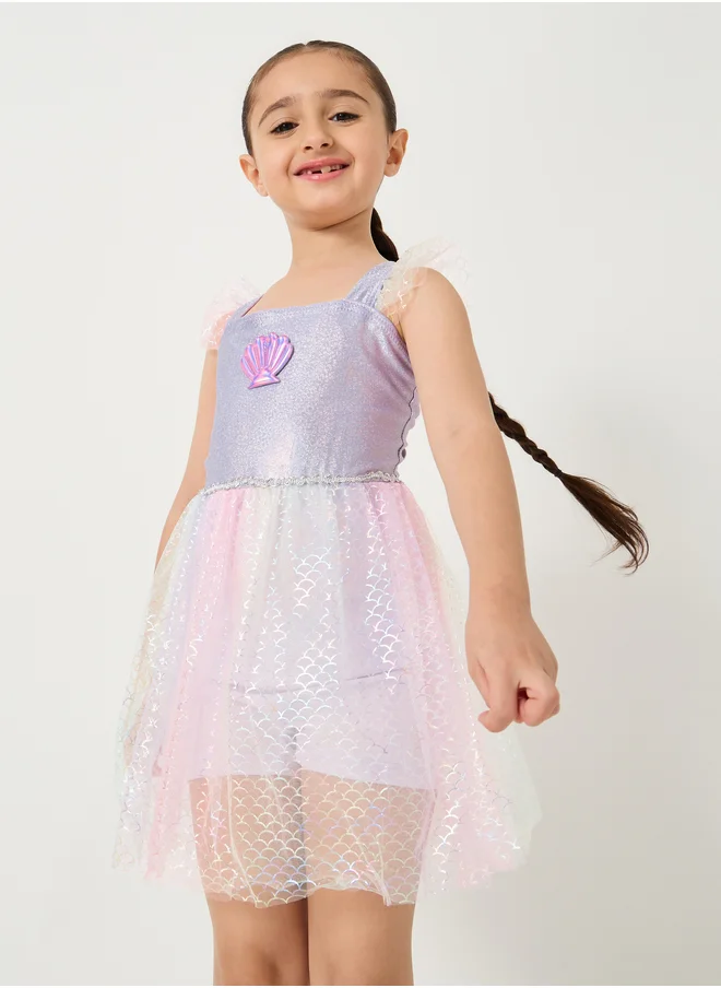 Styli Embellished Ruffle Trim Layered Swimsuit