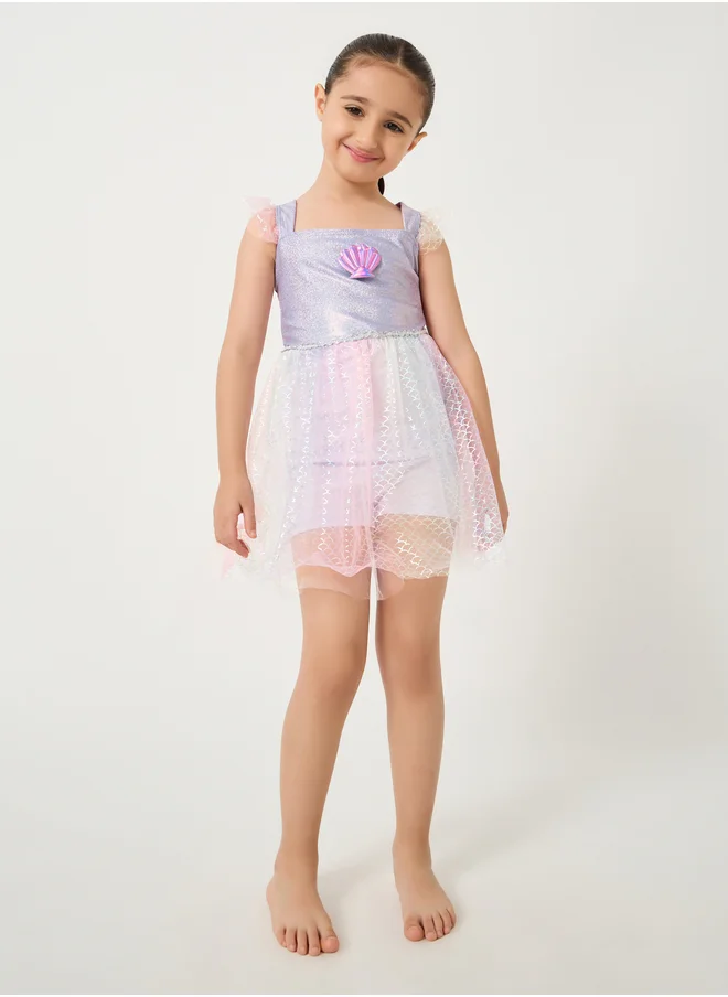 Styli Embellished Ruffle Trim Layered Swimsuit