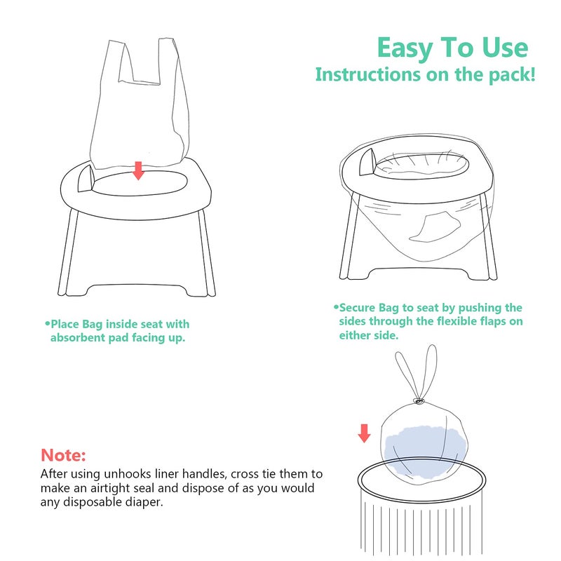 Sundee Potty Chair Liners, Portable Disposable Potty Liner Bags for Universal Potty Training Toilet Seat, Toddler Outdoors Travel Baby Toilet Liners - 30 Pack - Image 3