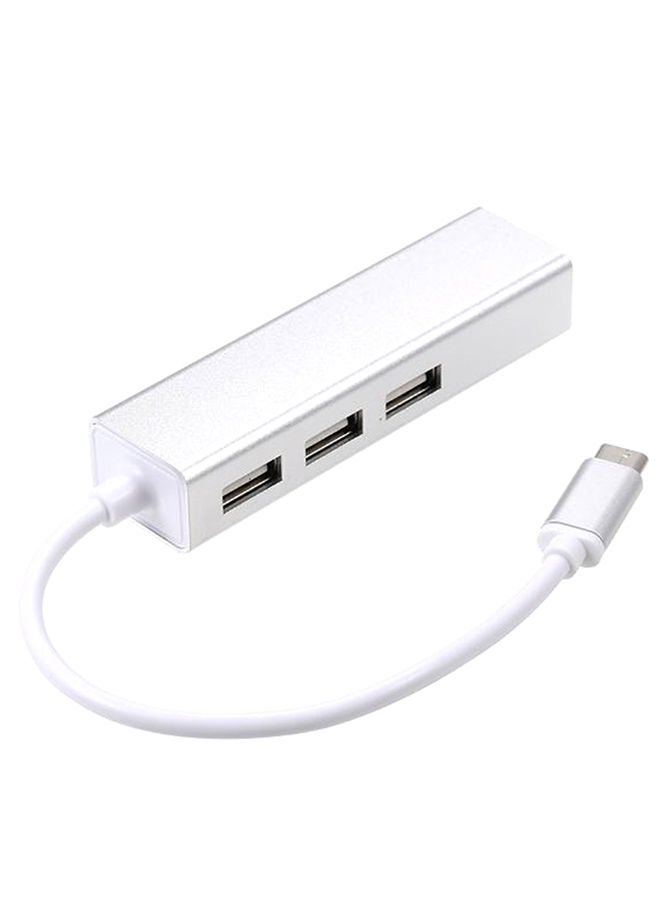 NIBEMINENT USB To Type-C Network Hub Card Adapter White - Image 2