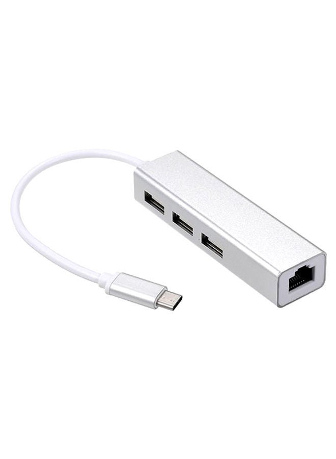 NIBEMINENT USB To Type-C Network Hub Card Adapter White - Image 1