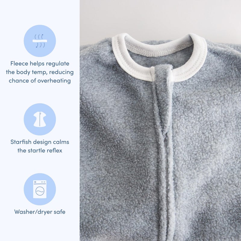 SleepingBaby Zipadee-Zip Transition Swaddle - Warm Fleece Baby Swaddle Blanket with Zipper Convenience - Heather Grey, Large (12-24 Month) - Image 3