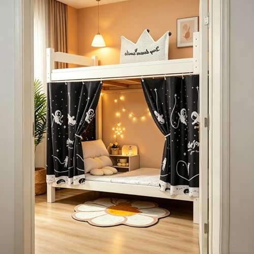 Qubanda 2Pcs Bunk Bed Curtains Privacy Blackout Cloth Students Bed Canopy Dustproof Shading Breathable Polyester - Image 3