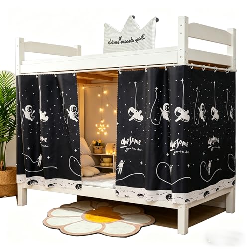 Qubanda 2Pcs Bunk Bed Curtains Privacy Blackout Cloth Students Bed Canopy Dustproof Shading Breathable Polyester - Image 1
