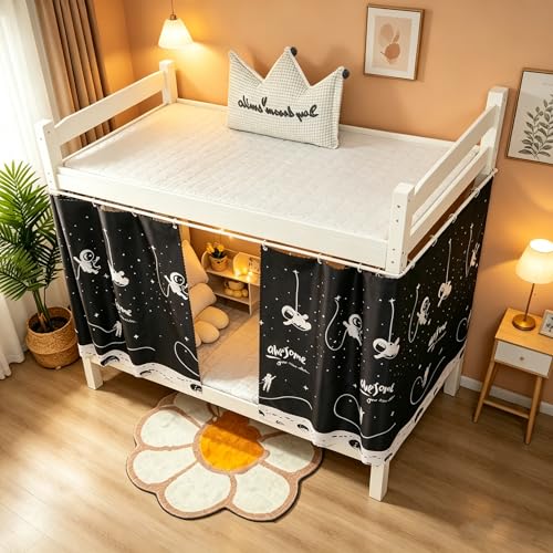 Qubanda 2Pcs Bunk Bed Curtains Privacy Blackout Cloth Students Bed Canopy Dustproof Shading Breathable Polyester - Image 4