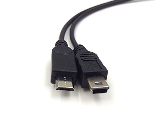 Haokiang Mini USB Y Splitter Cable, Haokiang 1Ft/30cm Injection Molding USB 2.0 Mini Female to Mini USB Male and Micro USB Male 2 in 1 Converter High Speed Charging Cable Cord (Mini F/M+Micro M) - Image 3