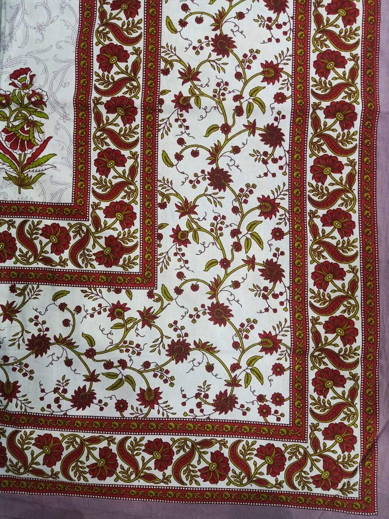 ART WORLD King Size Double Bed Sheet with Pillow Covers Pure Cotton Traditional Printed Bedcover (Brown, King) - Image 3