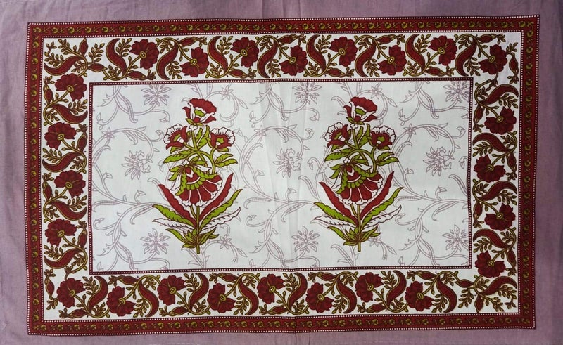 ART WORLD King Size Double Bed Sheet with Pillow Covers Pure Cotton Traditional Printed Bedcover (Brown, King) - Image 2