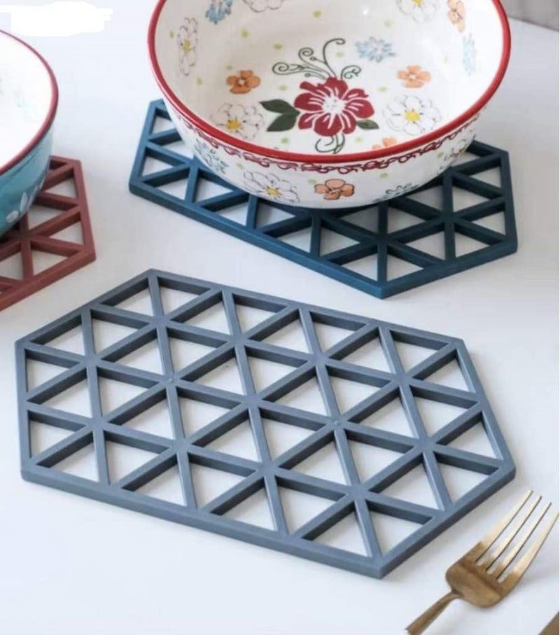DHVSAM Dhvsam Silicone Table Mats, Hexagon Heat-Insulating Non-Slip Table Protection Trivet Mats, for Hot Pot-pan-hot Dishes Spoon Rest, Kitchen Cooking & Dining (Pack of 3, Random (Mix)) - Image 5