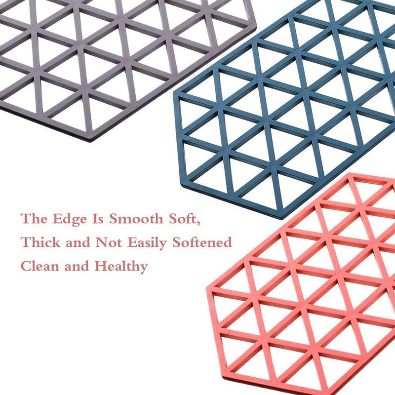 DHVSAM Dhvsam Silicone Table Mats, Hexagon Heat-Insulating Non-Slip Table Protection Trivet Mats, for Hot Pot-pan-hot Dishes Spoon Rest, Kitchen Cooking & Dining (Pack of 3, Random (Mix)) - Image 4