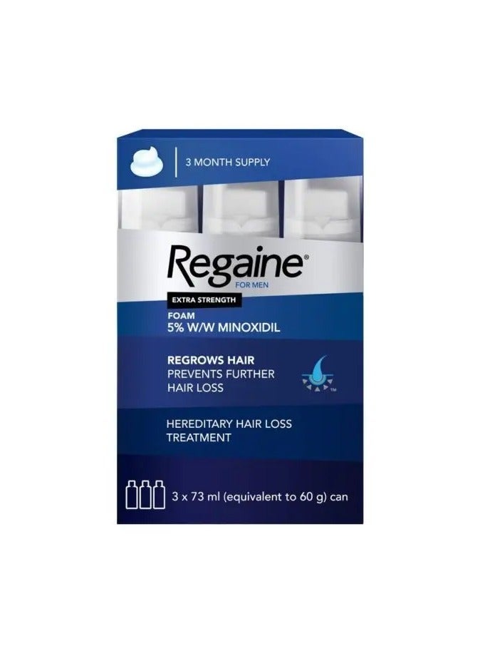 ريجين للرجال، رغوة فروة رأس فائقة القوة، 5% مينوكسيديل، رغوة جلدية، 3 × 60 غرام - Image 4