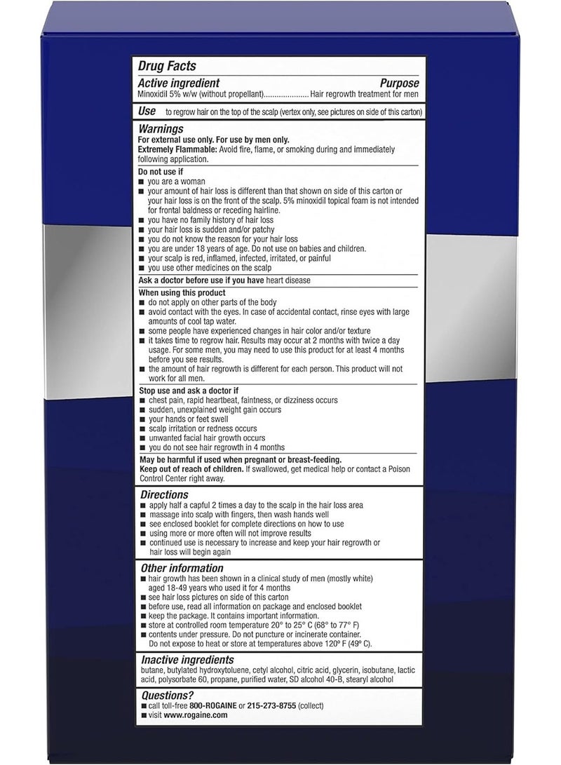 ريجين للرجال، رغوة فروة رأس فائقة القوة، 5% مينوكسيديل، رغوة جلدية، 3 × 60 غرام - Image 2