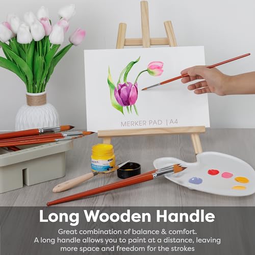 DUGATO Artist Watercolor Paint Brushes Set 13pcs - Round Pointed Tip Soft Anti-Shedding Nylon Hair Wood Long Handle - Detail Paint Brush for Watercolor, Acrylics, Ink, Gouache, Oil, Tempera, Paint by Number - Image 4