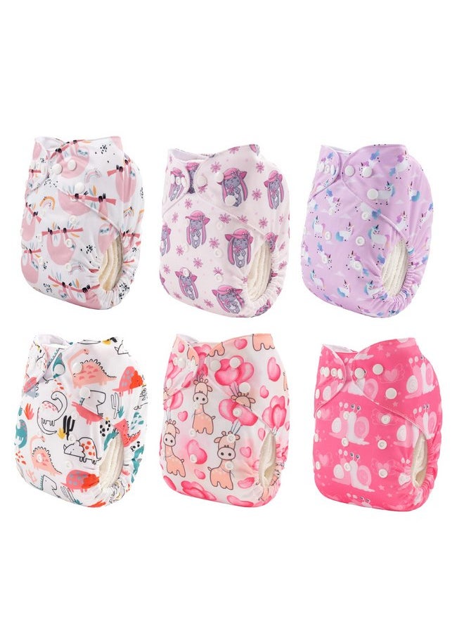 ALVABABY - ALVABABY Baby Cloth Diaper 6 Pack with 12 Inserts One Size Cloth Diaper Covers Adjustable Washable Reusable for Baby Girls and Boys - Image 1