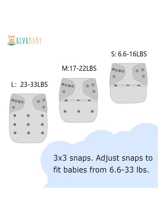 ALVABABY - ALVABABY Baby Cloth Diaper 6 Pack with 12 Inserts One Size Cloth Diaper Covers Adjustable Washable Reusable for Baby Girls and Boys - Image 1