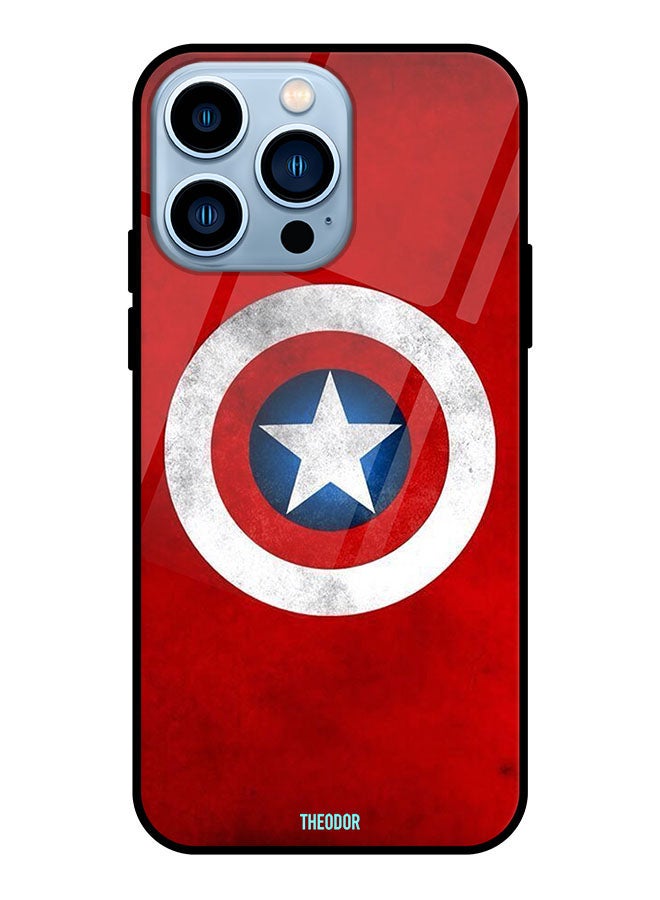 Theodor غطاء زجاجي مقسى واقي لهاتف آبل آيفون 13 برو ماكس بشعار كابتن أمريكا - Image 1
