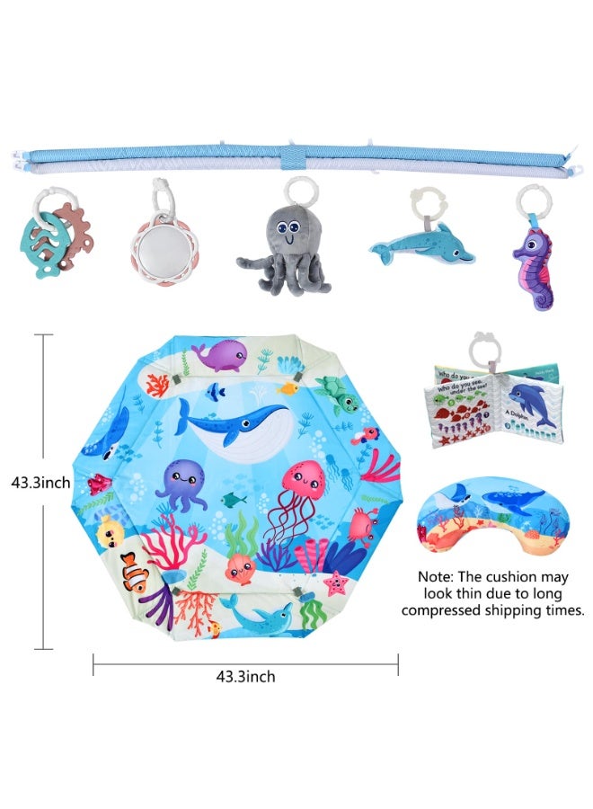 أسيف مجموعة من صالة الألعاب الرياضية للأطفال وسجادة اللعب متعددة الوظائف - مناسبة لاستكشاف الحواس وتطوير المهارات الحركية من الرضع إلى الأطفال الصغار، سجادة أنشطة مصنوعة من الفوم الناعم والآمن (43.5 × 43.9 × 50.0 سم)، تأتي مع 6 ألعاب تفاعلية، مرآة، وحوض كرات - Image 4