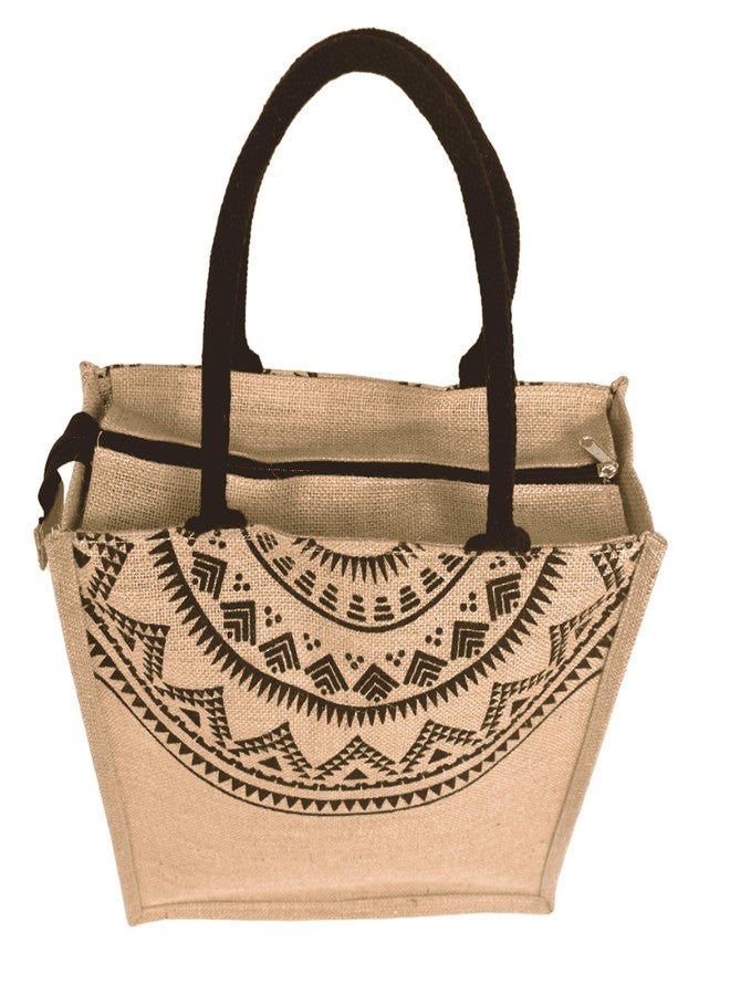 Daffodil Jute Bags Handcrafted Mandala Print Bag with Utility Pouch Combo Jute Carry Bag for Men & Women Tiffin Bag, Shopping Bag with Cosmetic Pouch (Pack of 2) - Image 4