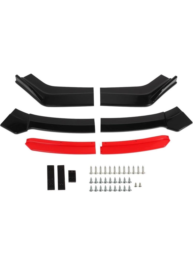 Techmaster 6 Piece Universal Car Auto Front Bumper Lip Bumper Attachment Piano Black Red  - Image 3