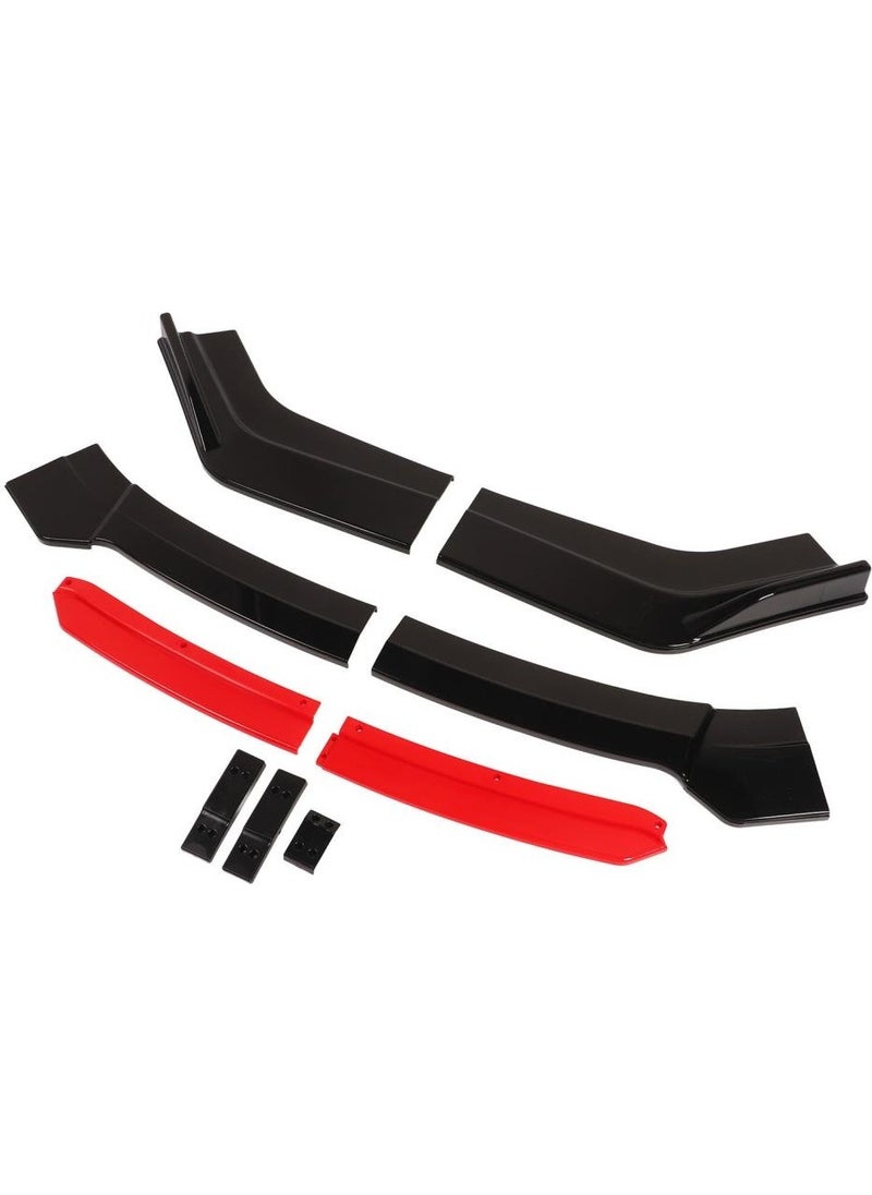 Techmaster 6 Piece Universal Car Auto Front Bumper Lip Bumper Attachment Piano Black Red  - Image 2