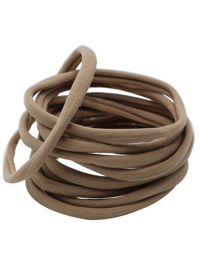 XIMA 40 حزمة من أربطة الرأس النايلون للأطفال حديثي الولادة - أربطة رأس ناعمة ومرنة للفتيات الصغيرات والأطفال الرضع والأطفال (تان 40 قطعة) - Image 1