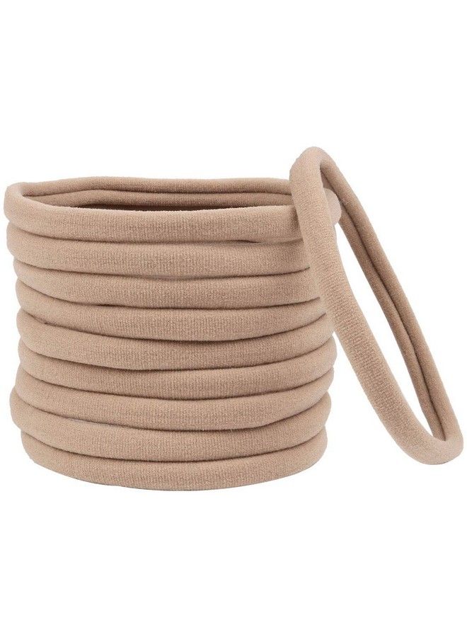 XIMA 40 حزمة من أربطة الرأس النايلون للأطفال حديثي الولادة - أربطة رأس ناعمة ومرنة للفتيات الصغيرات والأطفال الرضع والأطفال (تان 40 قطعة) - Image 4