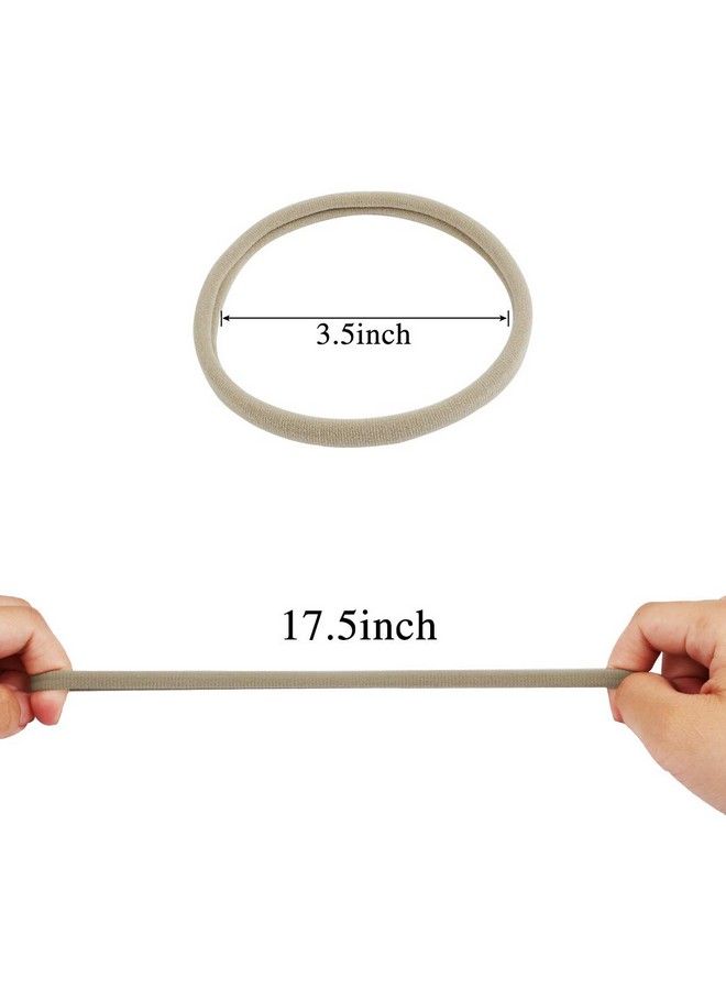 XIMA 40 حزمة من أربطة الرأس النايلون للأطفال حديثي الولادة - أربطة رأس ناعمة ومرنة للفتيات الصغيرات والأطفال الرضع والأطفال (تان 40 قطعة) - Image 3