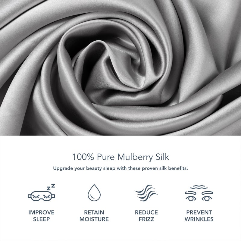 Fishers Finery Fishers Finery 30mm 100% Pure Mulberry Silk Pillowcase Set  Good Housekeeping Quality Tested (Silver  Queen  2 Pack)  - Image 5