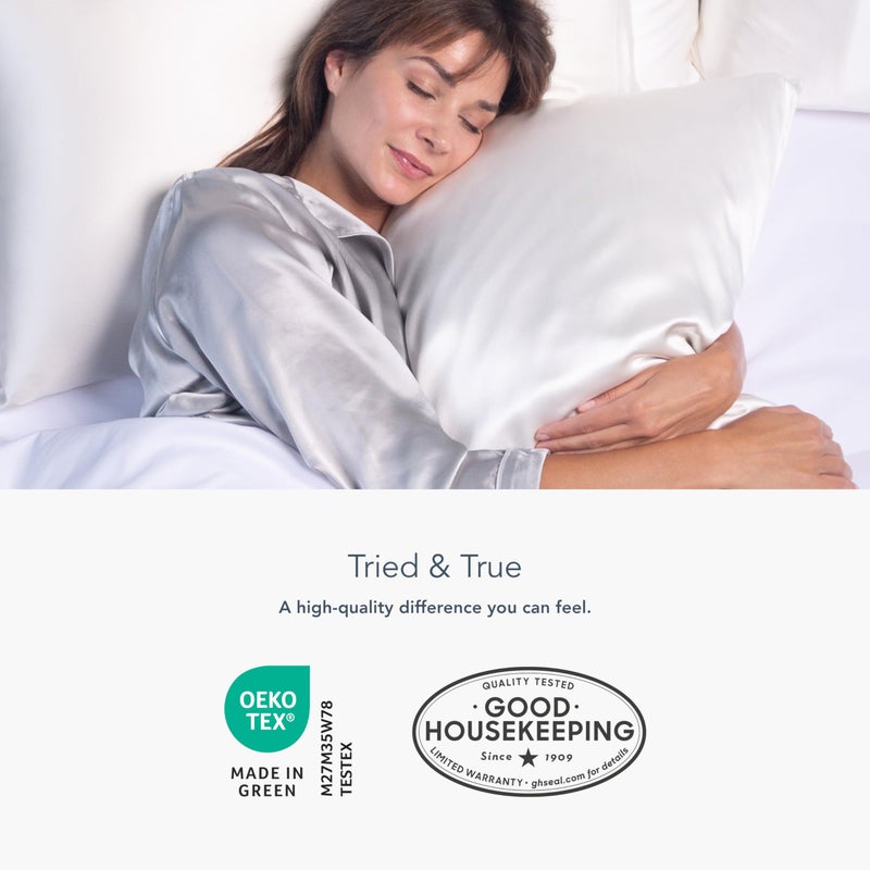 Fishers Finery Fishers Finery 30mm 100% Pure Mulberry Silk Pillowcase Set  Good Housekeeping Quality Tested (Silver  Queen  2 Pack)  - Image 4