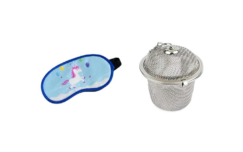 MFH Stainless Steel Spice Tea Filter Herbs Locking Infuser Mesh Ball and Unicorn Eye Mask Pack 1 of Sleep Mask for Girls Blindfolded Eye Mask for Women Pack of 2 Random Colour Designe Combo  - Image 1