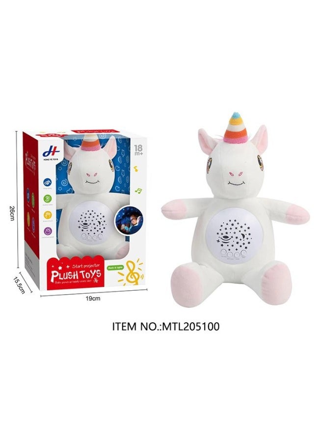 Generic - Baby Animal Plush Projector Light Music Starry Sky Sleeping Doll Doll Children Comfort Toy-Color:Plush Elephant - Image 1