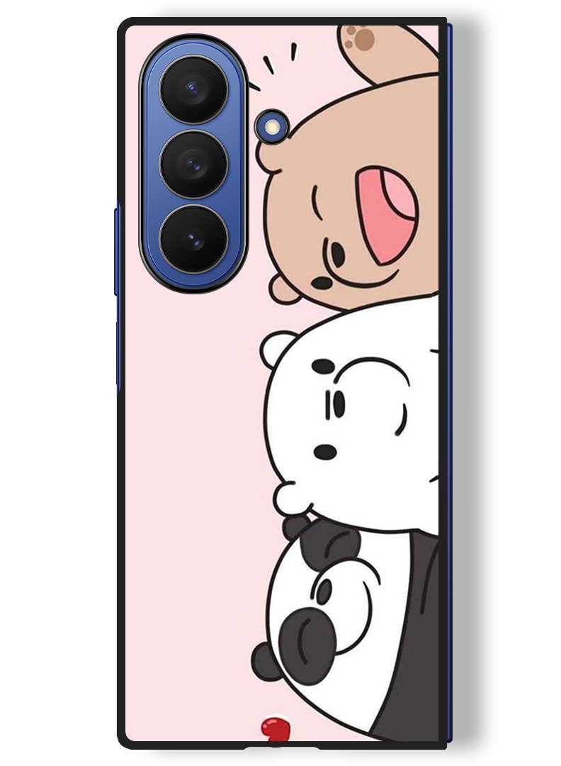 Theodor Case Compatible with Samsung Galaxy Z Fold 7 - 8 Inch Protection Shockproof Bumper Cover Three Friends Panda - Image 1