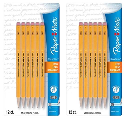 Paper Mate قلم رصاص ميكانيكي بيبر ميت شارب رايتر، 0.7 مم، HB #2، أصفر، 24 قطعة - Image 4