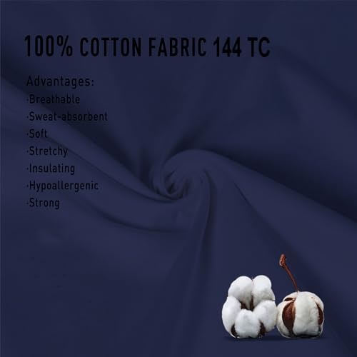 AVI Pure Cotton 144 TC Solid Pillow Cover, Set of 2 Pillow Covers, Normal Size Pillowcase, Pillow Covers with Envelope Closure, (16x24 inch, Dark Blue) - Image 3