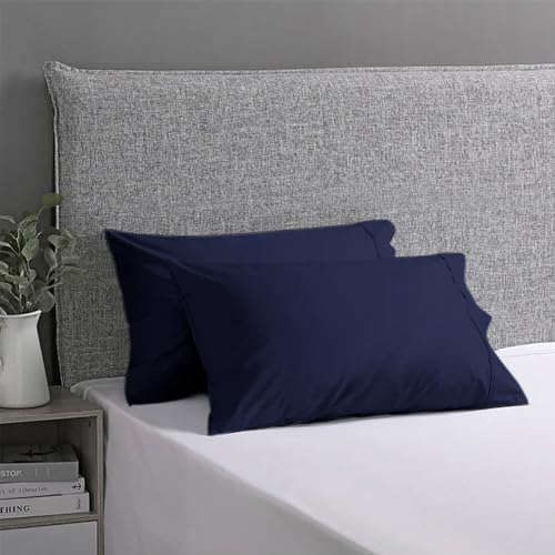 AVI Pure Cotton 144 TC Solid Pillow Cover, Set of 2 Pillow Covers, Normal Size Pillowcase, Pillow Covers with Envelope Closure, (16x24 inch, Dark Blue) - Image 1