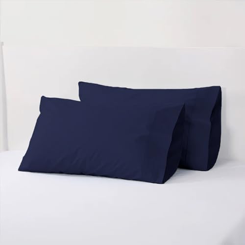 AVI Pure Cotton 144 TC Solid Pillow Cover, Set of 2 Pillow Covers, Normal Size Pillowcase, Pillow Covers with Envelope Closure, (16x24 inch, Dark Blue) - Image 2