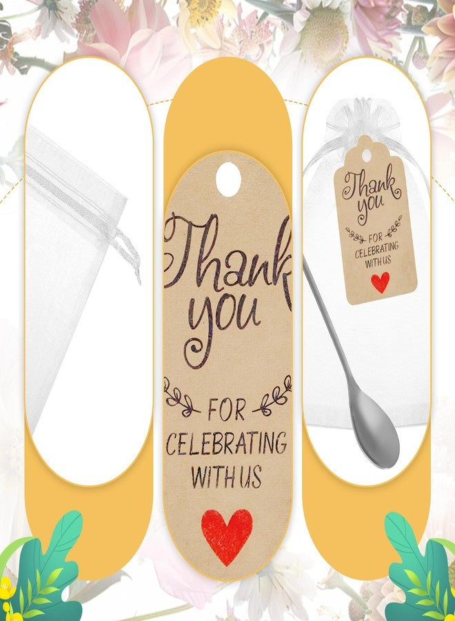 Motthjcw 50 Set Bridal Shower Party Favors Silver Tea Spoons, Tea Party Favors for Women, Mini Stainless Steel Leaf Dessert Tea Spoon Souvenir Gifts, Bridal Shower Favors Wedding Favors for Guests Bulk 50 - Image 4