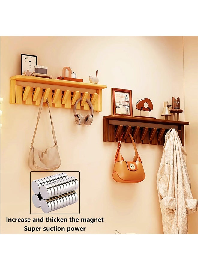 هاهاهاي خطاف خشبي، رف معاطف زخرفي مثبت على الحائط على شكل بيانو، طلاء جوز - 8 خطافات حائطية، رف معاطف مثبت على الحائط، خطافات حائطية على شكل مفاتيح بيانو لتعليق السترات أو المفاتيح أو الحقائب أو القبعات، شماعات من الخشب الصلب الطبيعي  للخزانة أو المطبخ أو غرفة النوم أو الحمام أو المدخل - Image 4