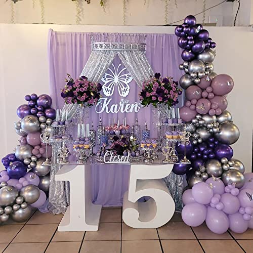 QueenDream Sheer Backdrop Curtains Purple Chiffon Backdrop 5ft x 10ft 2 Pieces Butterfly Party Backdrop - Image 2