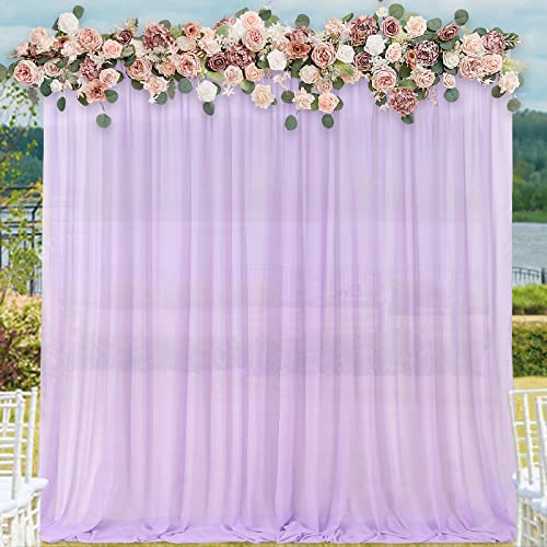 QueenDream Sheer Backdrop Curtains Purple Chiffon Backdrop 5ft x 10ft 2 Pieces Butterfly Party Backdrop - Image 1