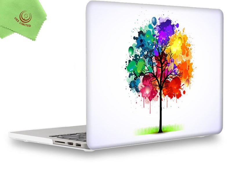 UESWILL Creative Design Smooth Hard Case Cover Compatible with MacBook Pro 15 inch with Retina Display (NO Touch Bar,NO CD-ROM) Model A1398 + Microfibre Cleaning Cloth, Colorful Tree - Image 1