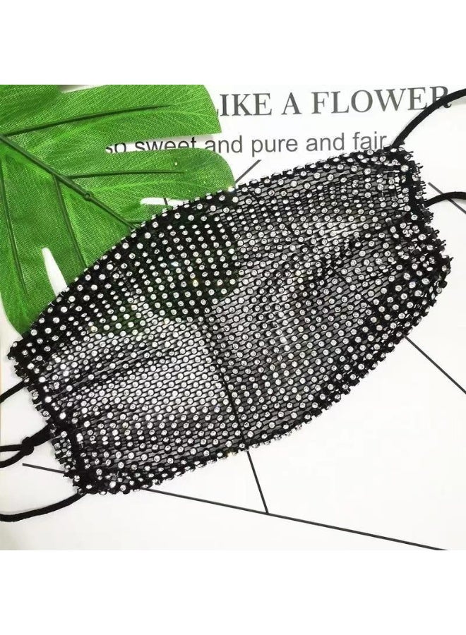 Rhinestone Mesh Decorative Mask, Sparkly Breathable Stylish Party Stage Face Cover - Image 3