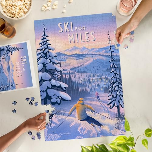 Lantern Press Ski for Miles Skiing 1000 Piece Jigsaw Puzzle for Adults Made in USA with Reference Poster - Image 5