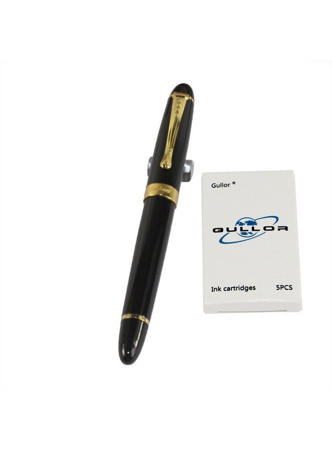 Gullor Jinhao 450 Normal Nib Fountain Pen Black With 5 Color Ink Cartridges - Image 2