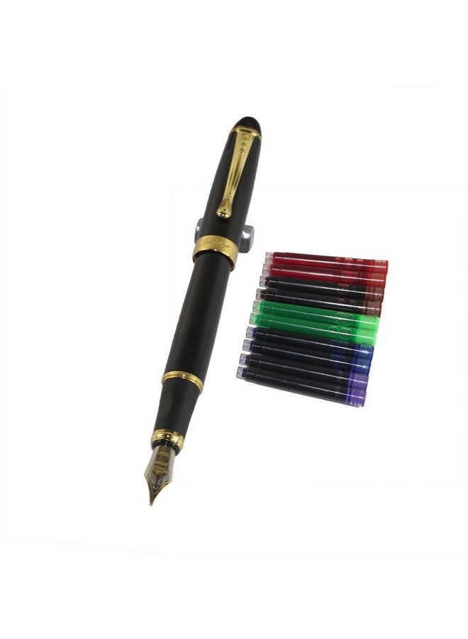 Gullor Jinhao 450 Normal Nib Fountain Pen Black With 5 Color Ink Cartridges - Image 1
