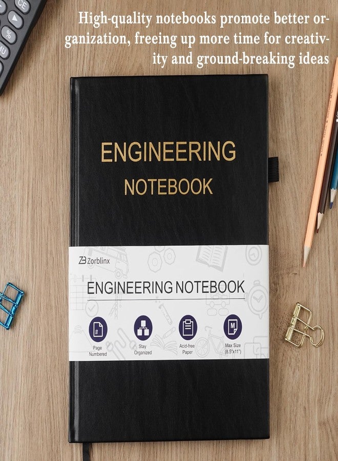 Zorblinx Engineering Notebook, Professional Engineering Paper Notebooks for Work 8.5" X 11", Student Lab Notebook with Grid Paper, Composition Graph Notebook for Engineer, Black - Image 3