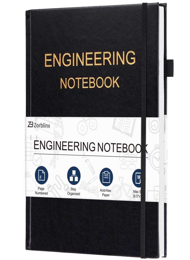 Zorblinx Engineering Notebook, Professional Engineering Paper Notebooks for Work 8.5" X 11", Student Lab Notebook with Grid Paper, Composition Graph Notebook for Engineer, Black - Image 1
