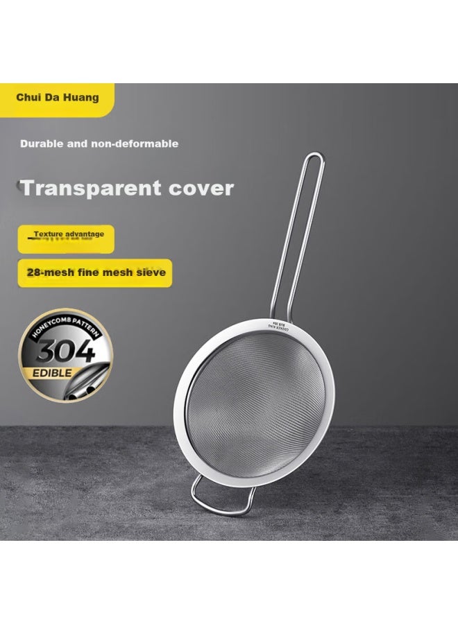 COOKER KING Chuidahuang, Full 304 Stainless Steel Mesh Strainer 28 Mesh, Fine Mesh Strainer, Flour Sieve, Colander, Medium Size - Image 1